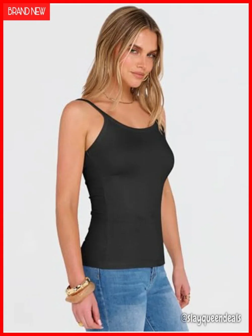 Scoop Neck Sleeveless Ribbed Slim Tank Top for Women